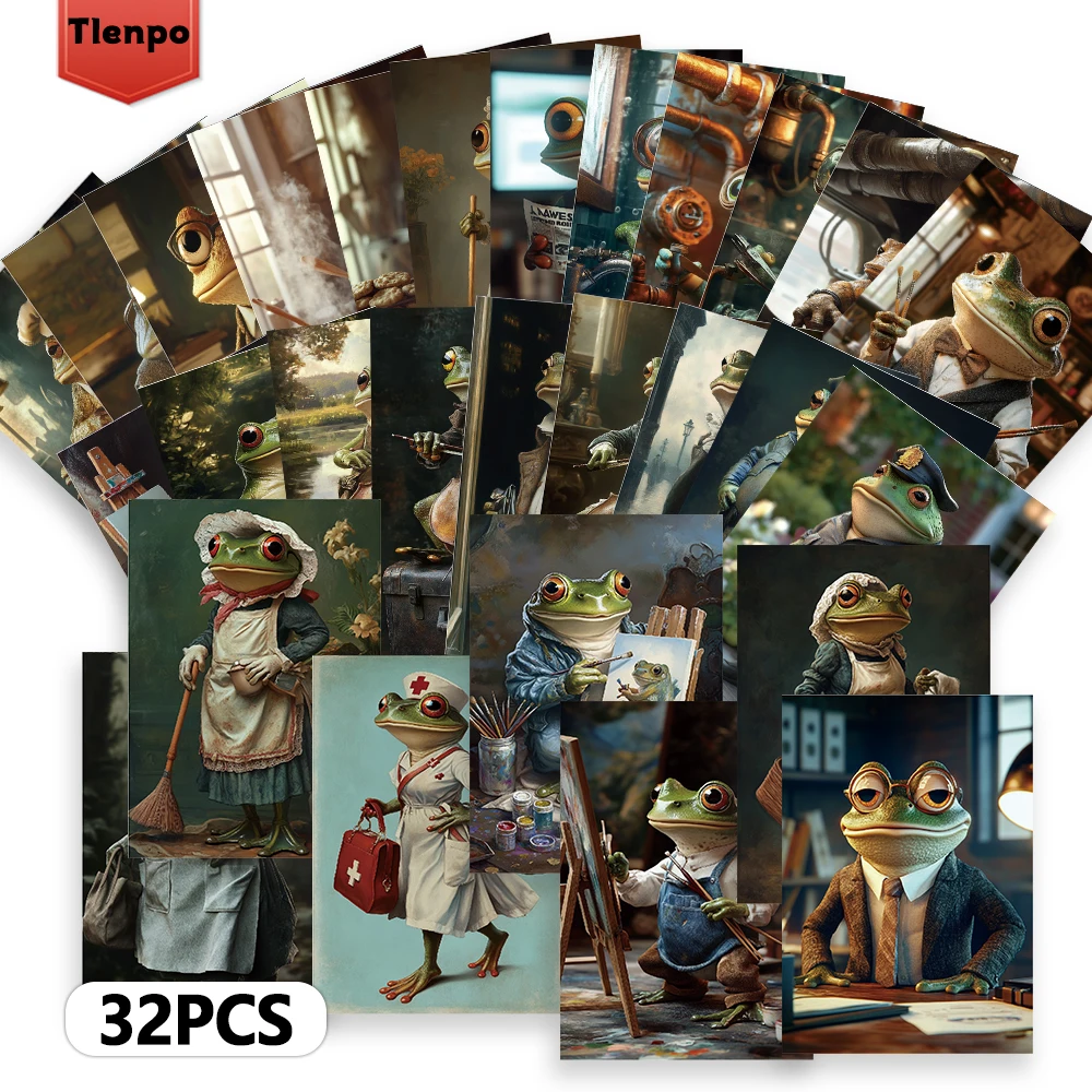 32 Stück, Frosch-Künstler-Postkarte, abstrakt, Geburtstags-/Jubiläumsgeschenk, Sammlerstück, geeignet zum Verschenken, kann verschickt werden.