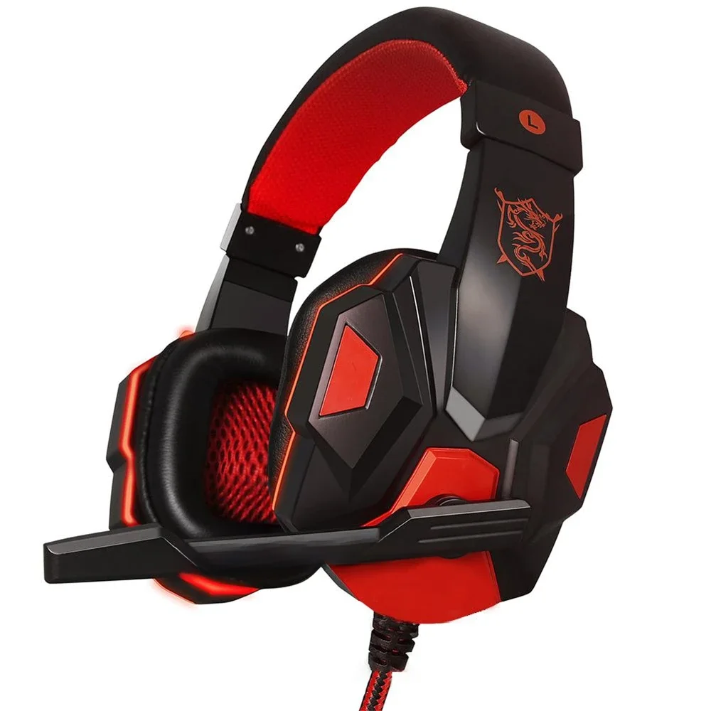 Fones de ouvido para jogos com fio de 3,5 mm e microfone 120 °   Fone de ouvido estéreo de graves