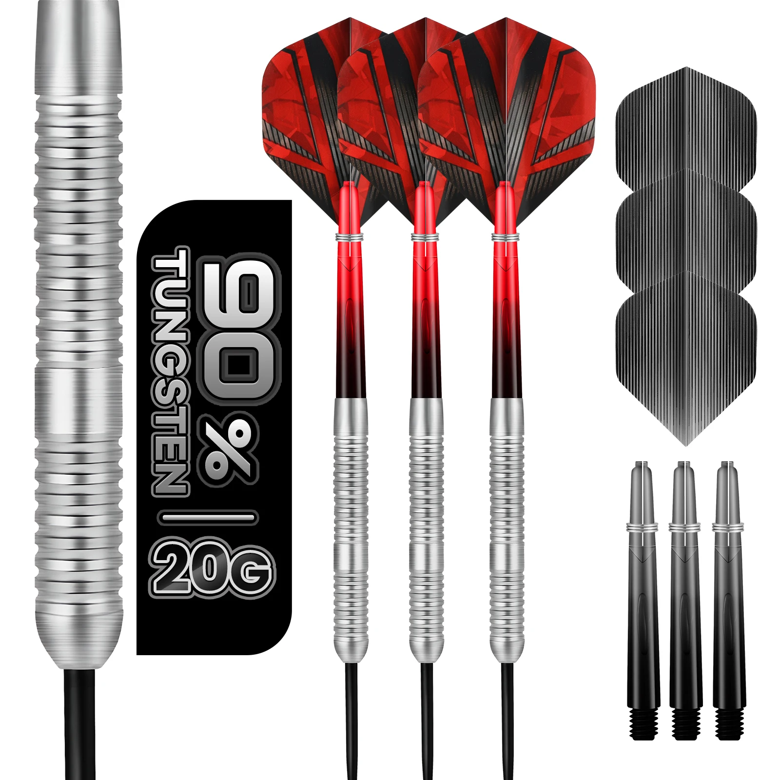 Huanqu 20g Tungsten Steel Dart Set, 90% Tungsten Steel Content, High-Density Professional Competitive Darts, Includes Spare Dart Wings and Shaft Accessories, Precise Throwing, Suitable for Various Competitions, Indoor and Outdoor Activities, Universal for Professional Players, Durable and Accurate Darts, Ideal as a Birthday Gift or Holiday Present