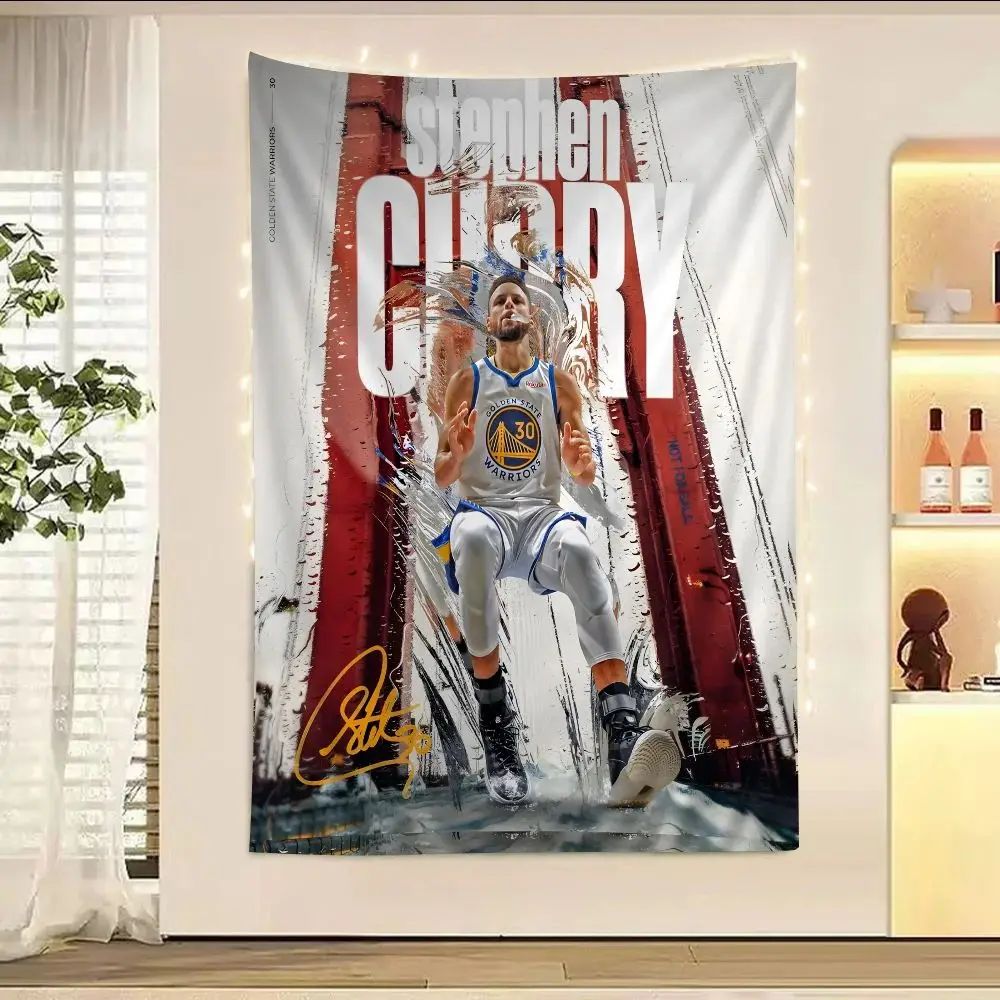 البوهيمي ستيف كاري نسيج غولدن ستايت ووريورز ديكور للتعليق على الحائط نمط الهبي طباعة كرة السلة الاحتفال المشجعين هدية