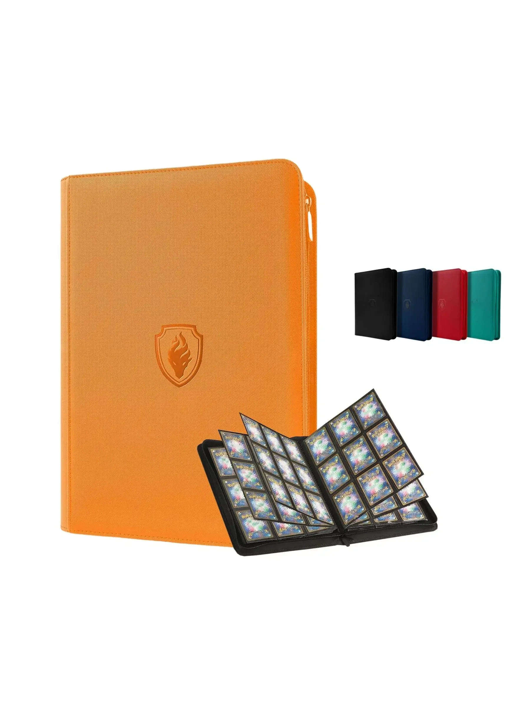 Pasta de cartão com zíper de 9 bolsos, livro de suporte de cartão comercial 360, pasta com zíper de