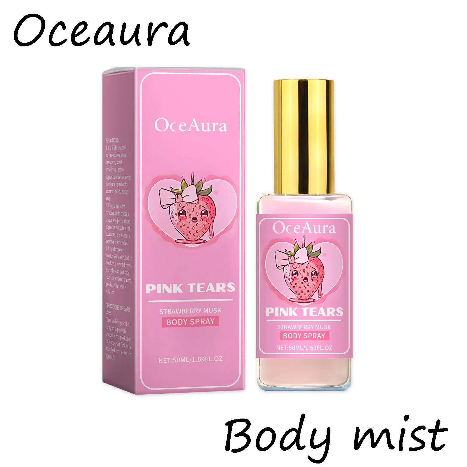 

Oceaura Клубничный туман для тела, увлажняющий, улучшающий очарователь, улучшает текстуру кожи, удаляет неприятные запахи, элегантный спрей с цветочным принтом для тела