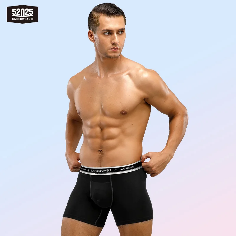 52025 Premium Men’s Boxer Briefs Cotton Modal Seamless Comfortable Breathable Long Boxers Men Underwear Sexy All-Day Comfort