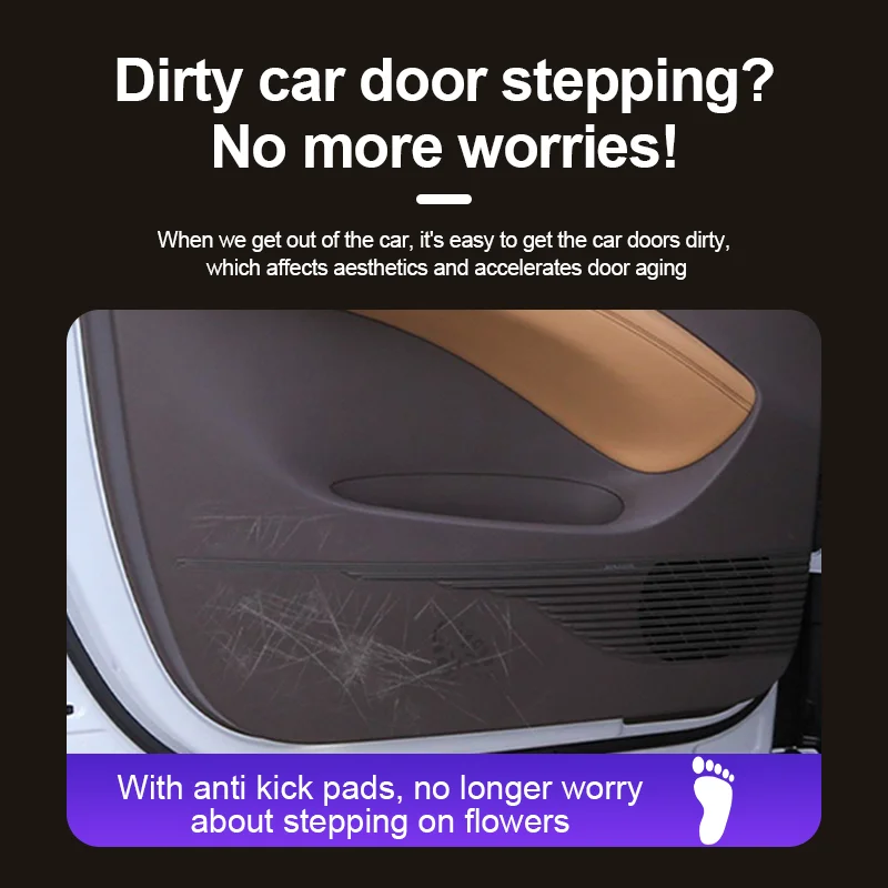 for Tesla Model 3 2018 2019 2020 2021 2022 2023 2024 Suede Car Accessories Door Anti-kick Mat Cover Sill Edge Protective Pads