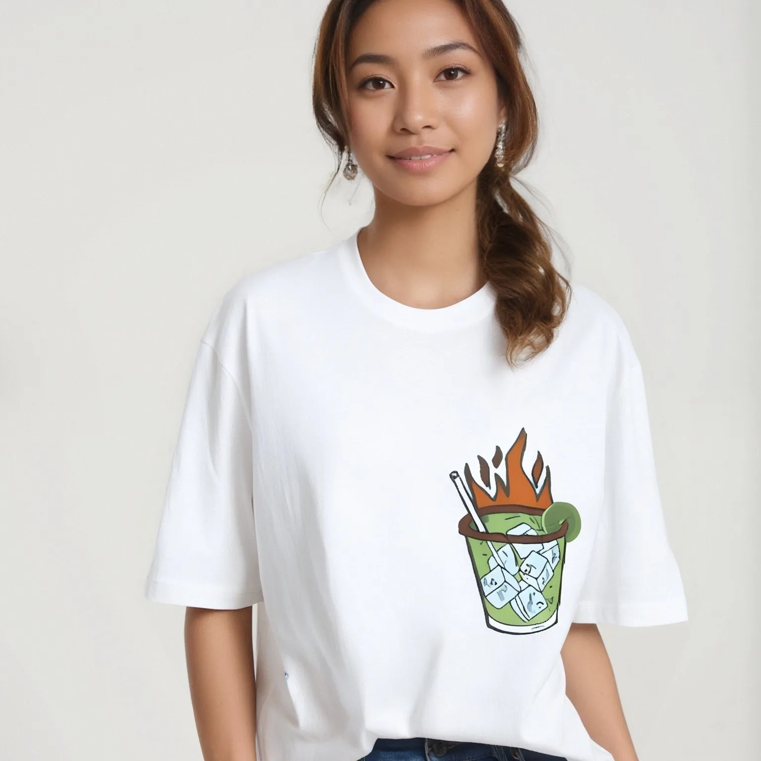 

All Gender Pure Cotton T shirt Cocktail Pattern Artistic Cute Loose Short Sleeved Summer Wear Trendy Awesome Top