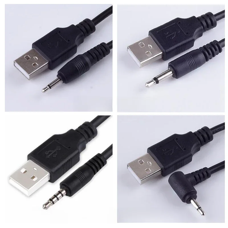 Czarny 1m USB Jack Aux 2.5mm 3.5mm Mono Audio 4-biegunowy kabel USB2.5 2.5 mm USB jack USB 2.0 do DC2.5mm 2A kabel zasilający do ładowania 3FT — zdjęcie produktu 7