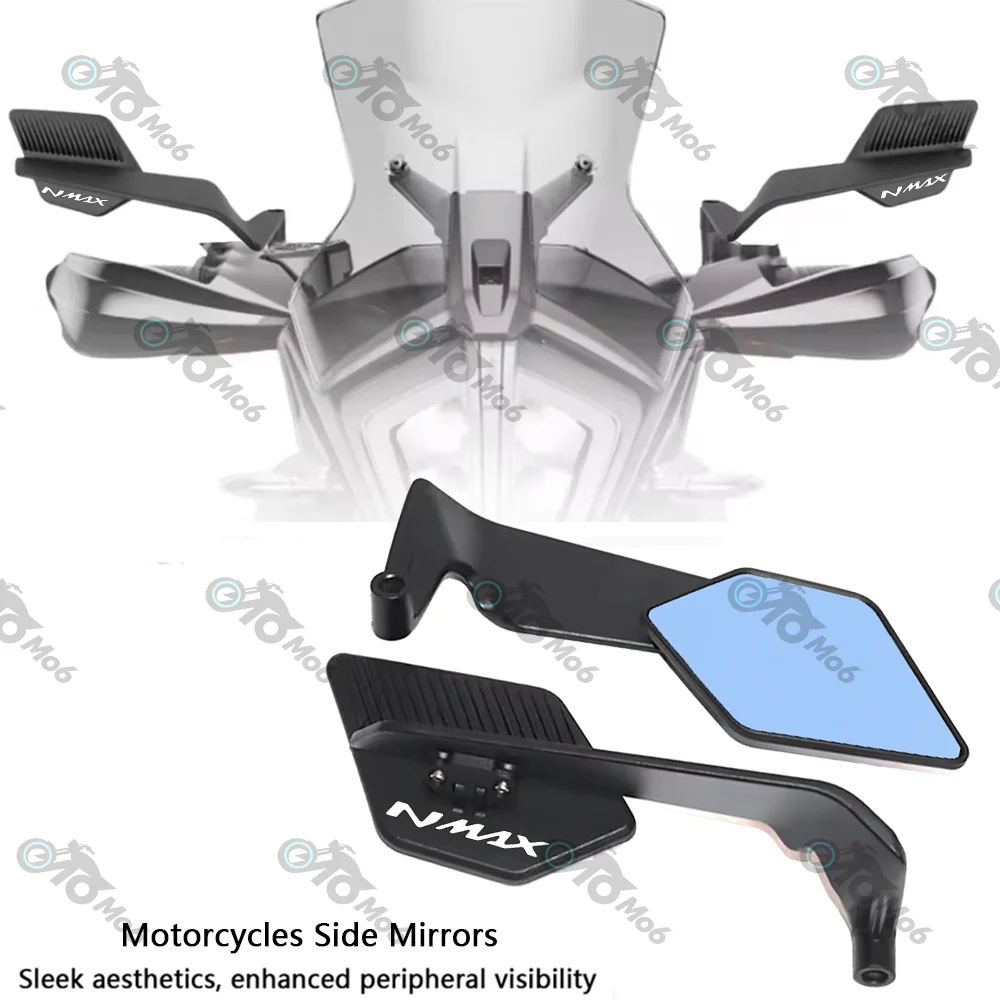 Track Certified Wide-angle Motorcycle Fixed Wind Wing Rearview Mirror For VMAX 1200 1700 V-MAX 1200 NMAX 150 125 TMAX Upgrade