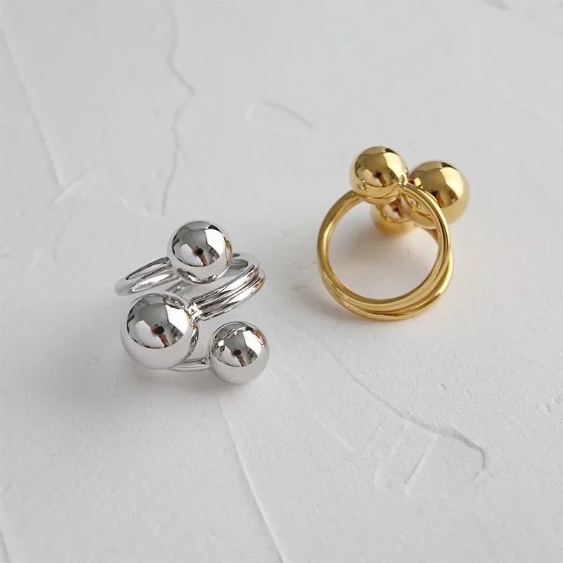 Uworld declaración bola de acero inoxidable anillo ajustable chapado en oro de 18 quilates anillo de dedo de moda joyería Anillos Mujer Acero Inoxidable