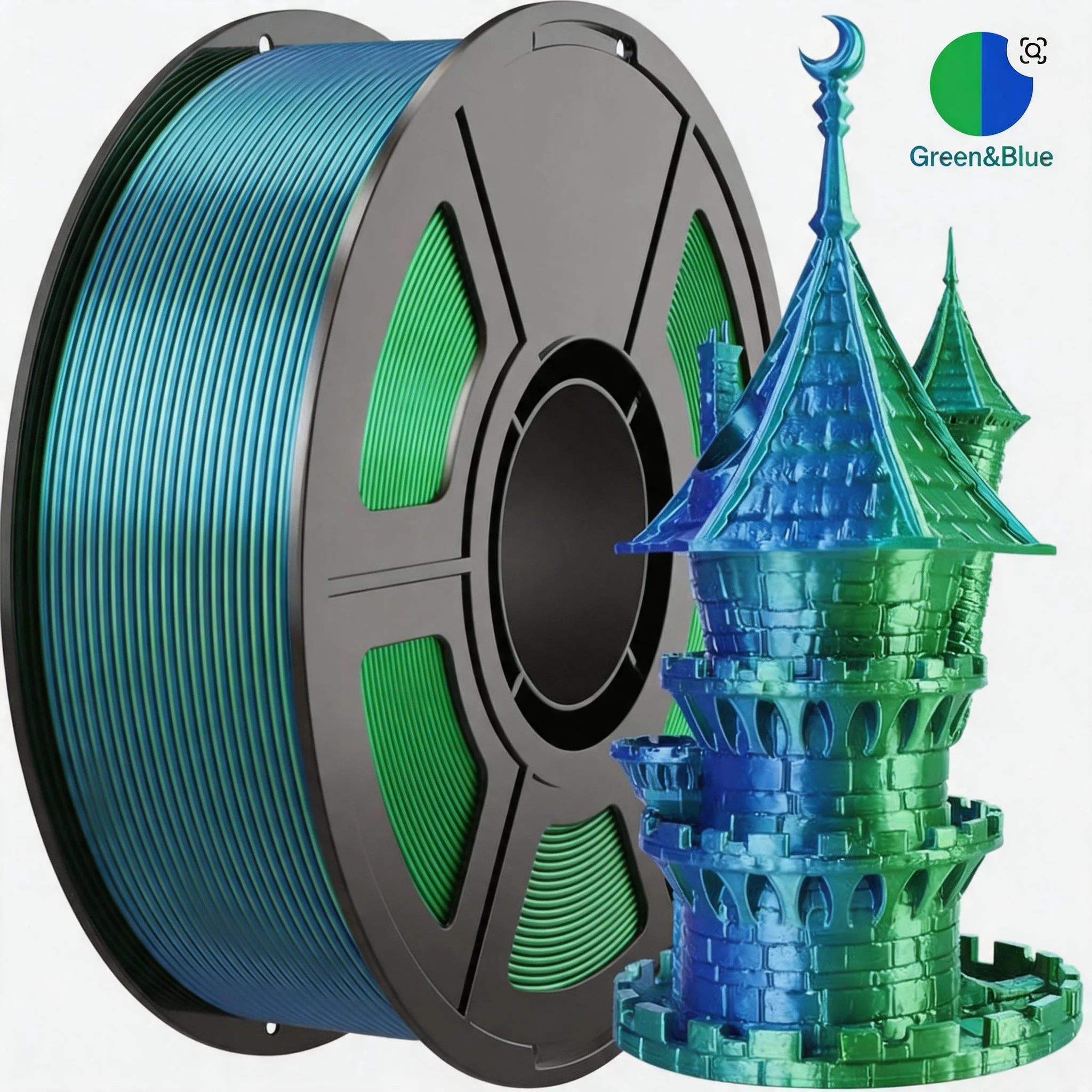 

Silk PLA Filament 1.75mm Dual Color Blue Green,250G, Shiny 3D Printer Filament Dimensional Accuracy +/- 0.05mm