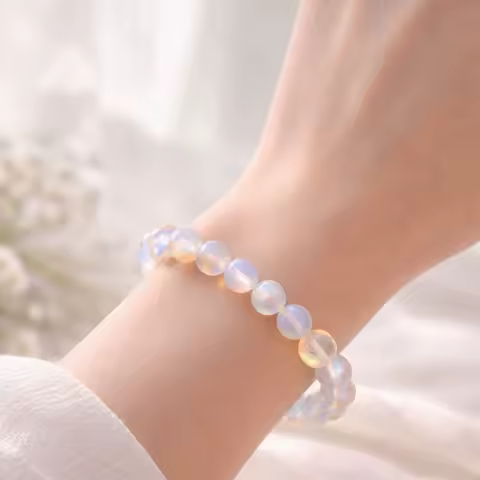 Pulseira de Opalina Branca – Sensação de Leveza
