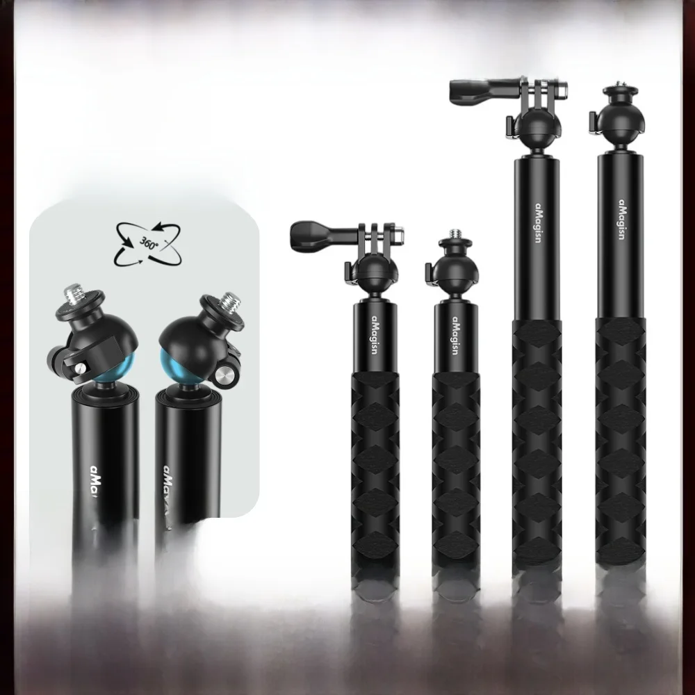 aMagisn Wysuwany kijek do selfie 70 cm 120 cm z głowicą kulową 360° do Insta360 Ace Pro 2 X5 X4 Air  Gopro Hero 13 12  DJI Action 5 pro — zdjęcie produktu 7