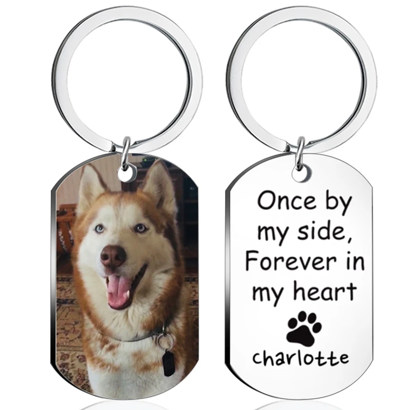 Personalized Pet Photo Buckle Lettering Custom Keychain Ladies Couple Keychain Custom Animal 304 Stainless Steel Jewelry Gift