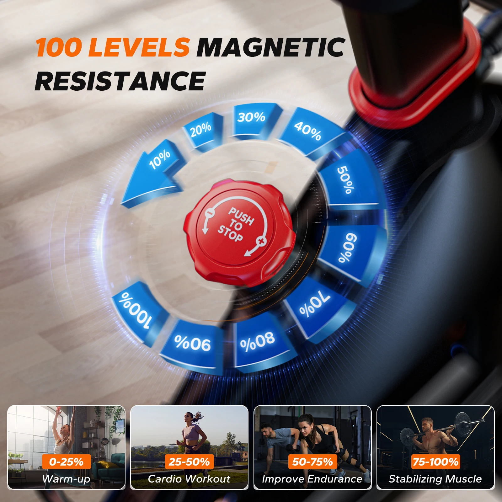 MERACH Magnetisches Heimtrainer-Fahrrad mit 350 lbs Tragkraft, Geräuscharm, für Indoor-Workouts, Hochbelastbares Stationäres Fahrrad für Heimgymnastik, Spinning-Bike mit Exklusiver APP-Training-App, Anpassbare Sitz- un – Detail 4