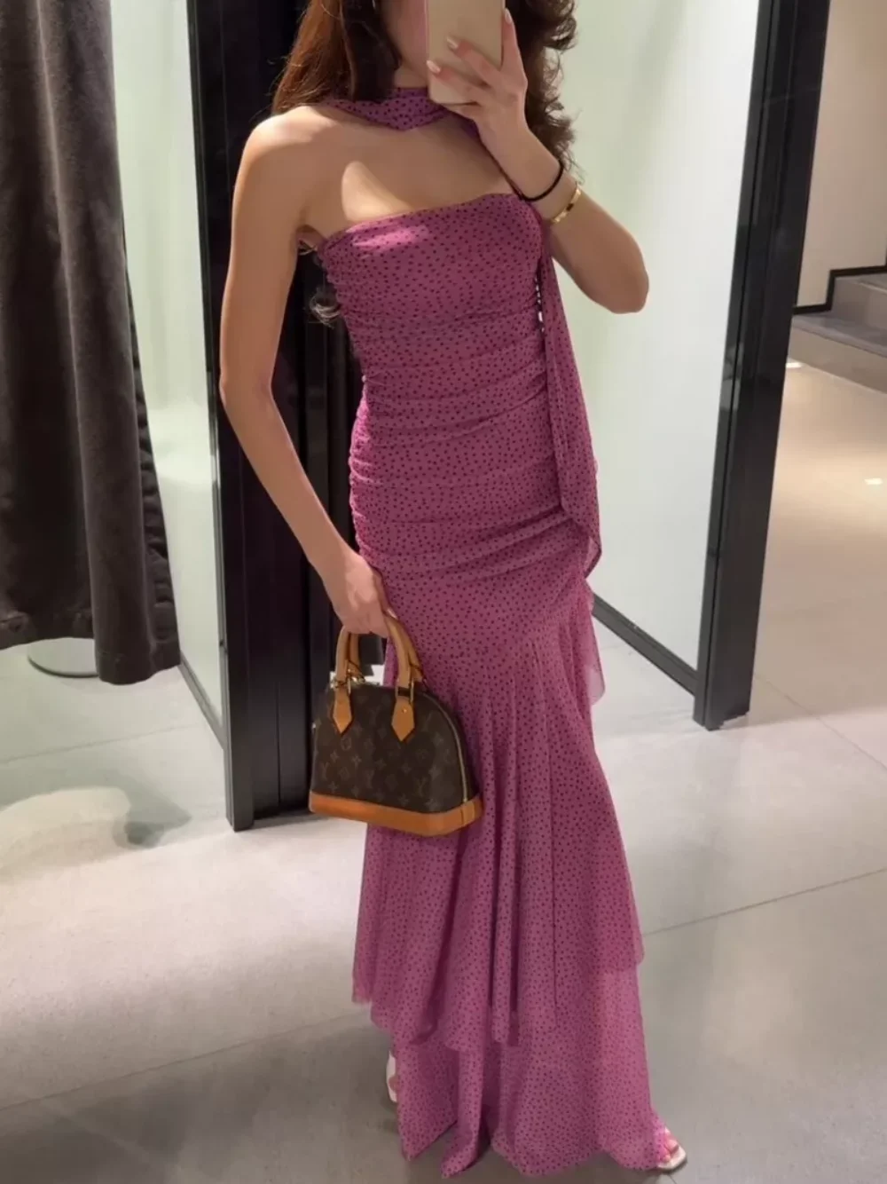 Retro Sexy Hottie Chic Women Dress Polka Dot Sleeveless Backless Maxi Dress Fashion 2025 Summer Evening Party Club Dress