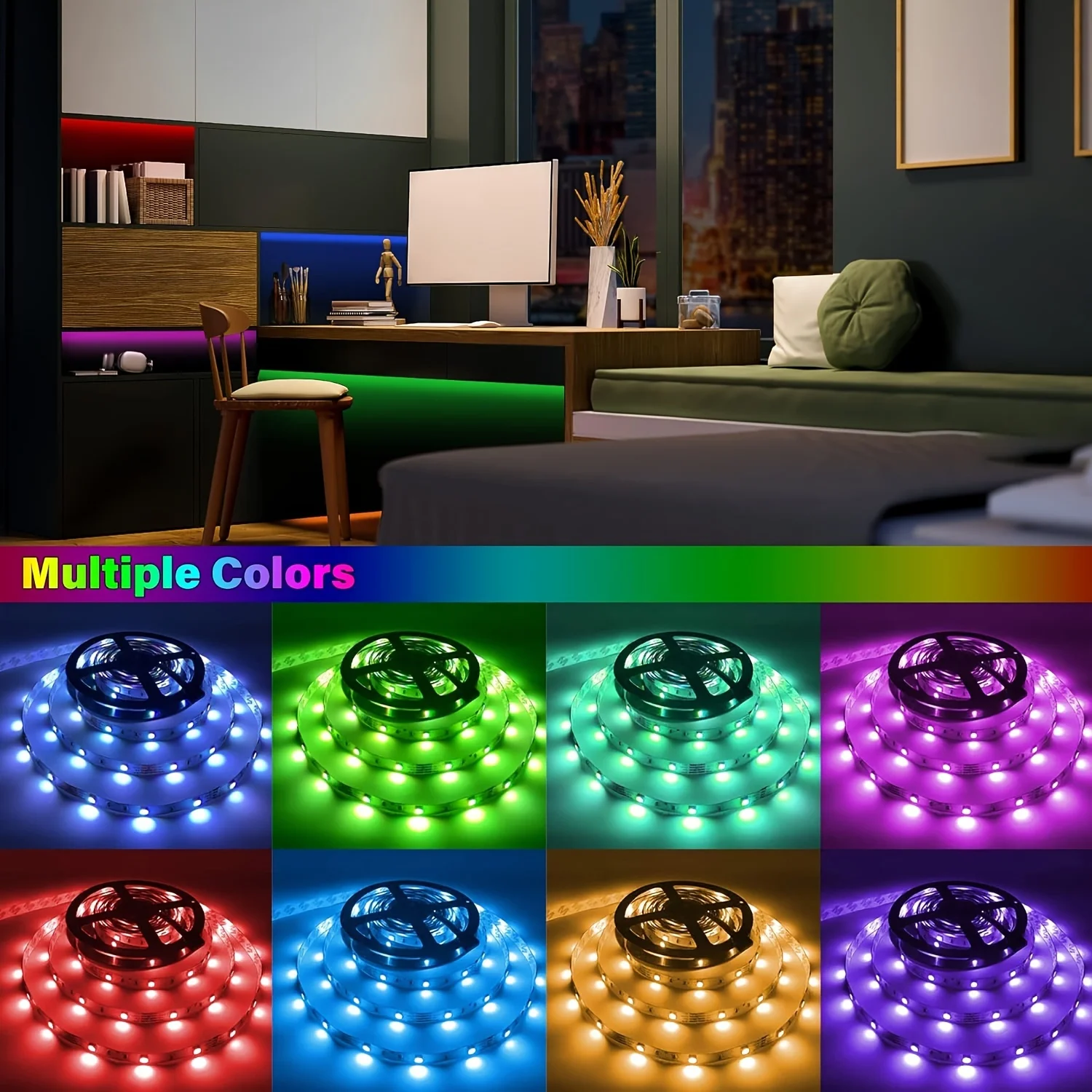 Fita LED USB Strip Lights, Bluetooth, Controle RGB APP, Mudança de Cor, Fita Flexível Diodo, Luz de Fundo TV, Decoração do Quarto, 1-40m