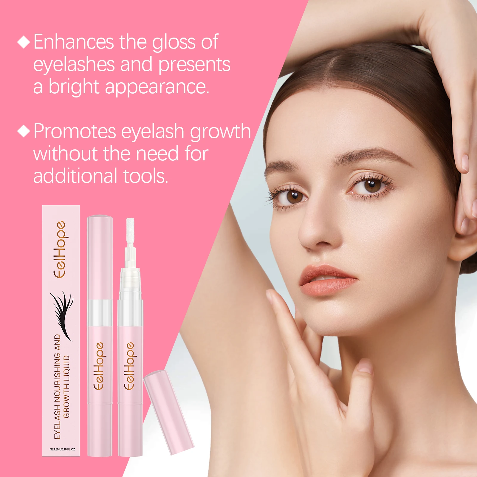 Eelhope 3ml Serum Przyspieszające Wzrost Rzęs Szybki Makijaż Przedłużanie Naturalne Rzęsy Brwi Wydłużanie Zagęszczanie Serum do Rzęs