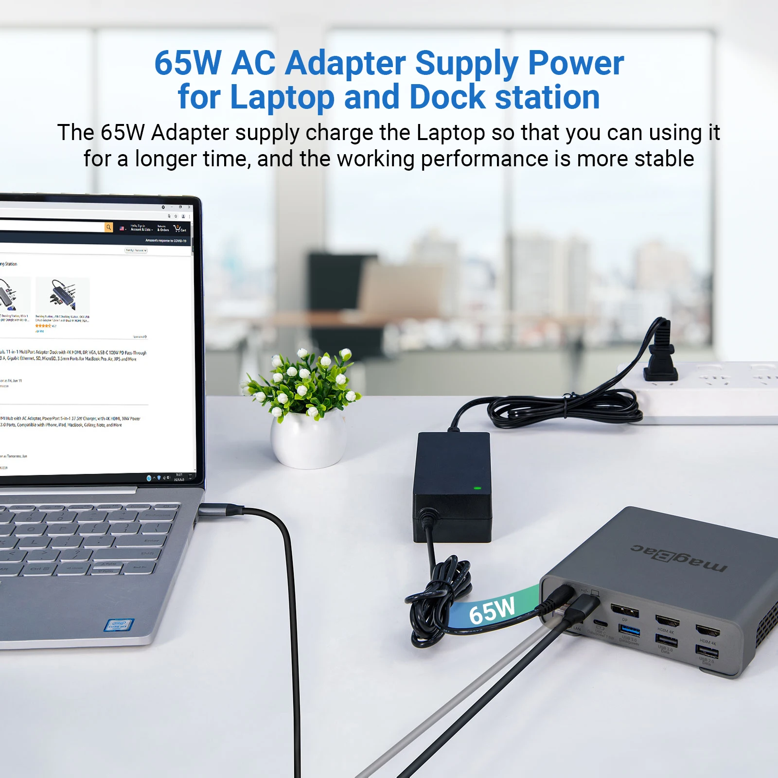 16-In-1 Usb C Hub Docking Station dengan 65W AC Adapter 4K 60HZ Dual HDMI USB3.2 Gen2 RJ45 Tipe C Hub Splitter untuk MacBook M1 M2