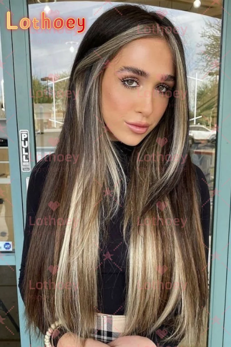 Менецветный прямые длинные волосы среднего размера, индивидуальный человеческий парик, натуральный блеск, повседневная вечеринка, легко носить, парик на шелковой основе, косплей