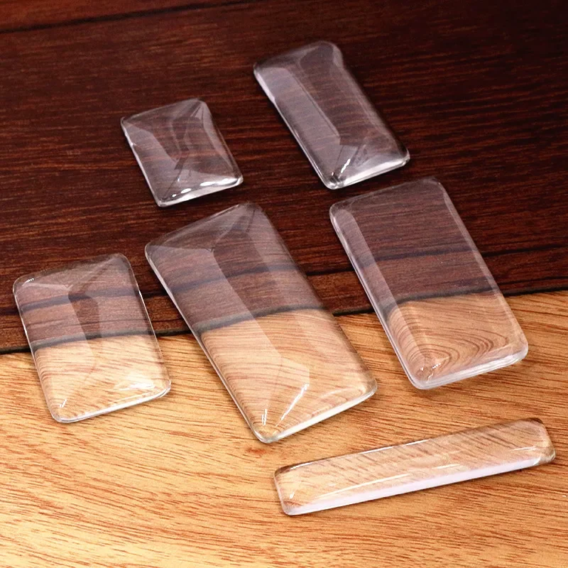 10x50mm 25x50mm 18x25mm 23x33mm 19x38mm 24x48mm Prostokątny płaski tył przezroczysty szklany kaboszon, wysoka jakość, promocja hurtowa — zdjęcie 2