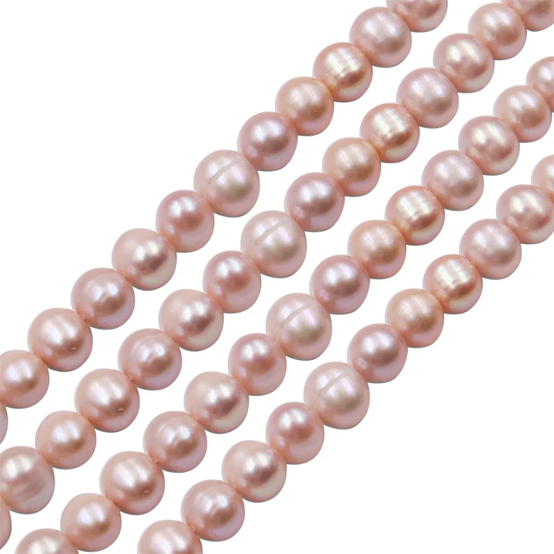 Natural Real Pink Cultured Fresh Water Pearl Beads Near Round 7-8mm For Making Jewelry DIY Bracelet Necklace Earrings Design