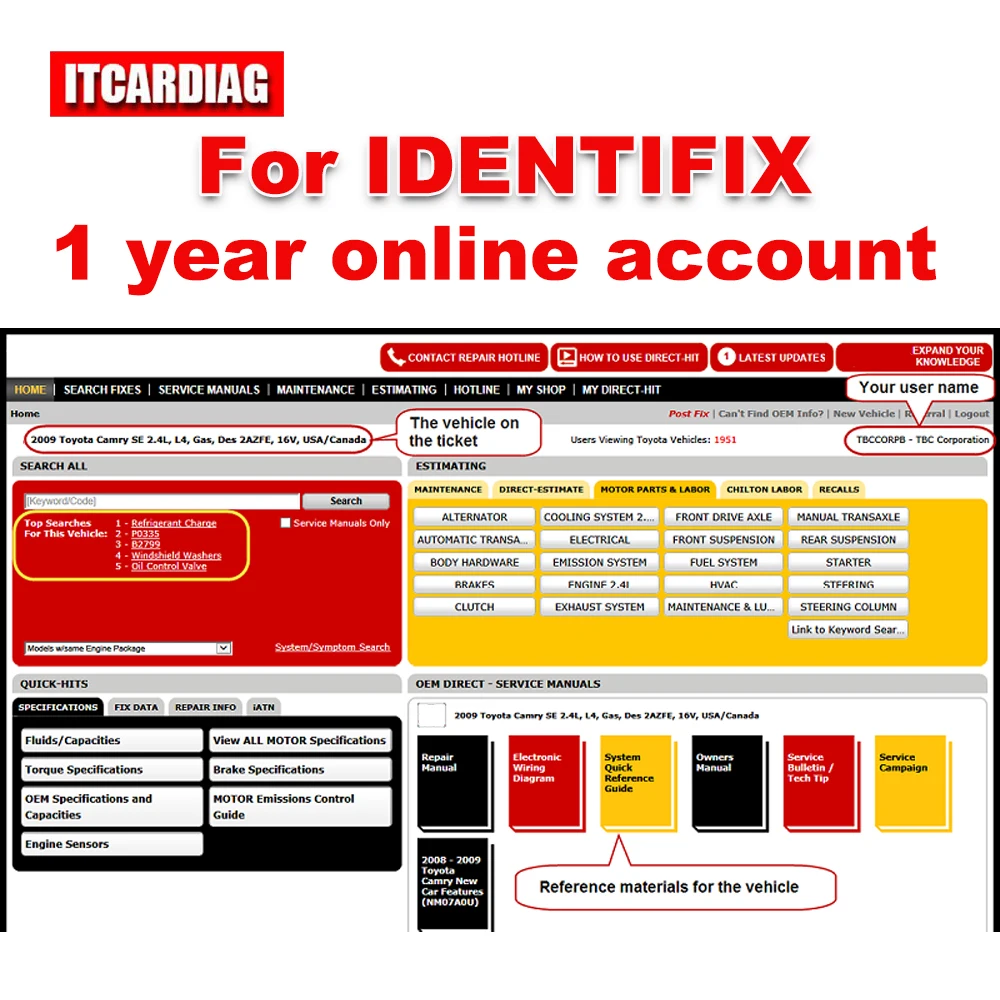 For Identifix 2023 Online Account One Year DIY Auto Repair Software with 3.5MM+ Vehicle Repair Database Fast Stable Connection