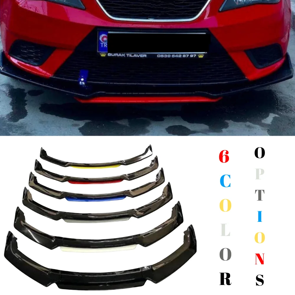 4 Piece Front Bumper Lip For Seat Ibiza 2008 2017 Accessories 5Color Options Modified Spoiler Exterior Parts Under Bumper Tuning