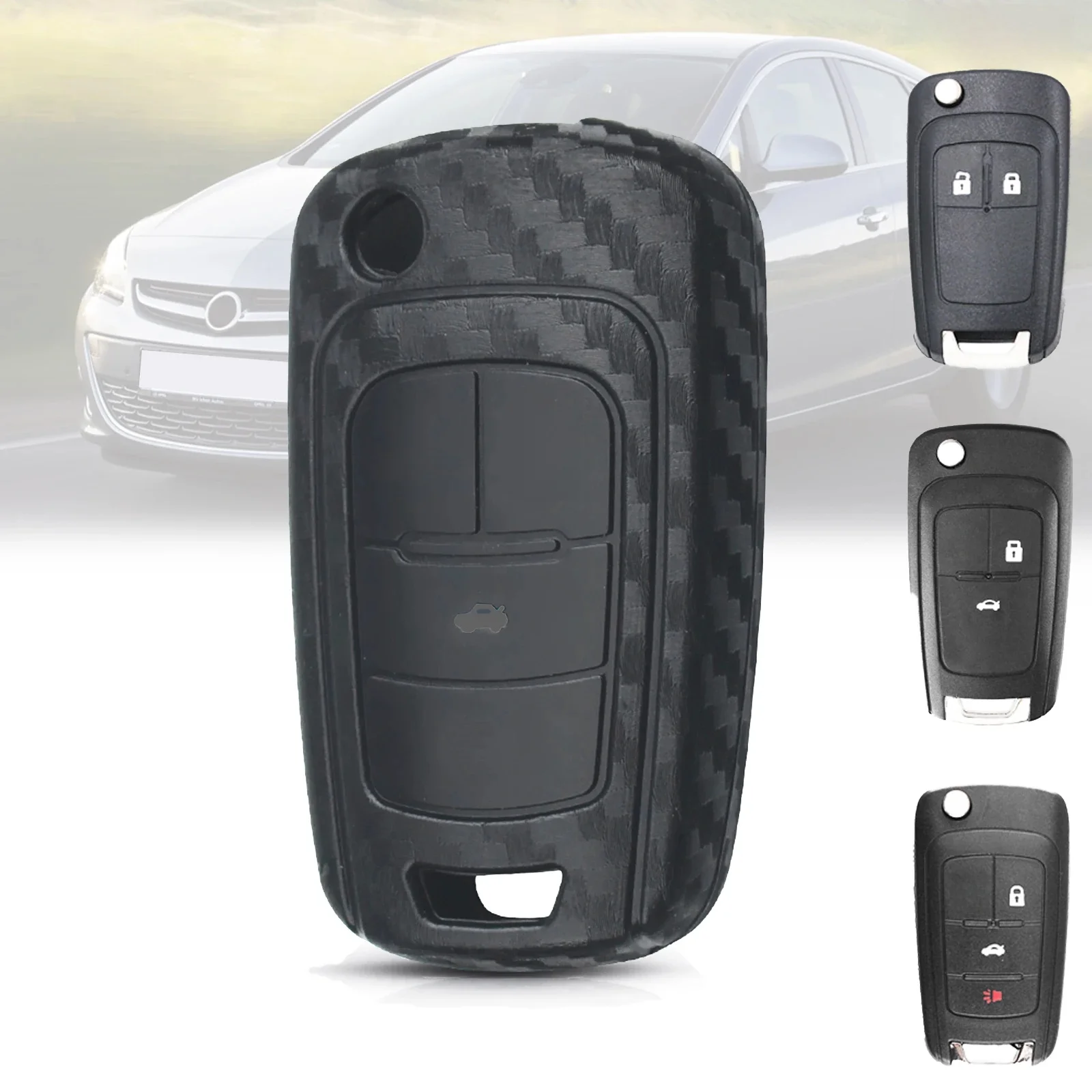 Housse de télécommande en Silicone pour Vauxhall Opel Adam Astra J Zafira C Insignia Mokka Corsa D E, coque de clé en caoutchouc et Fiber de carbone