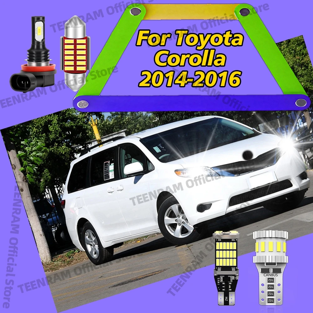 

For 2014 2015 2016 Toyota Corolla - LED Light Bulbs 6000K Fog Lamps Back Up Backup Interior Map Dome License Plate Trunk Lights