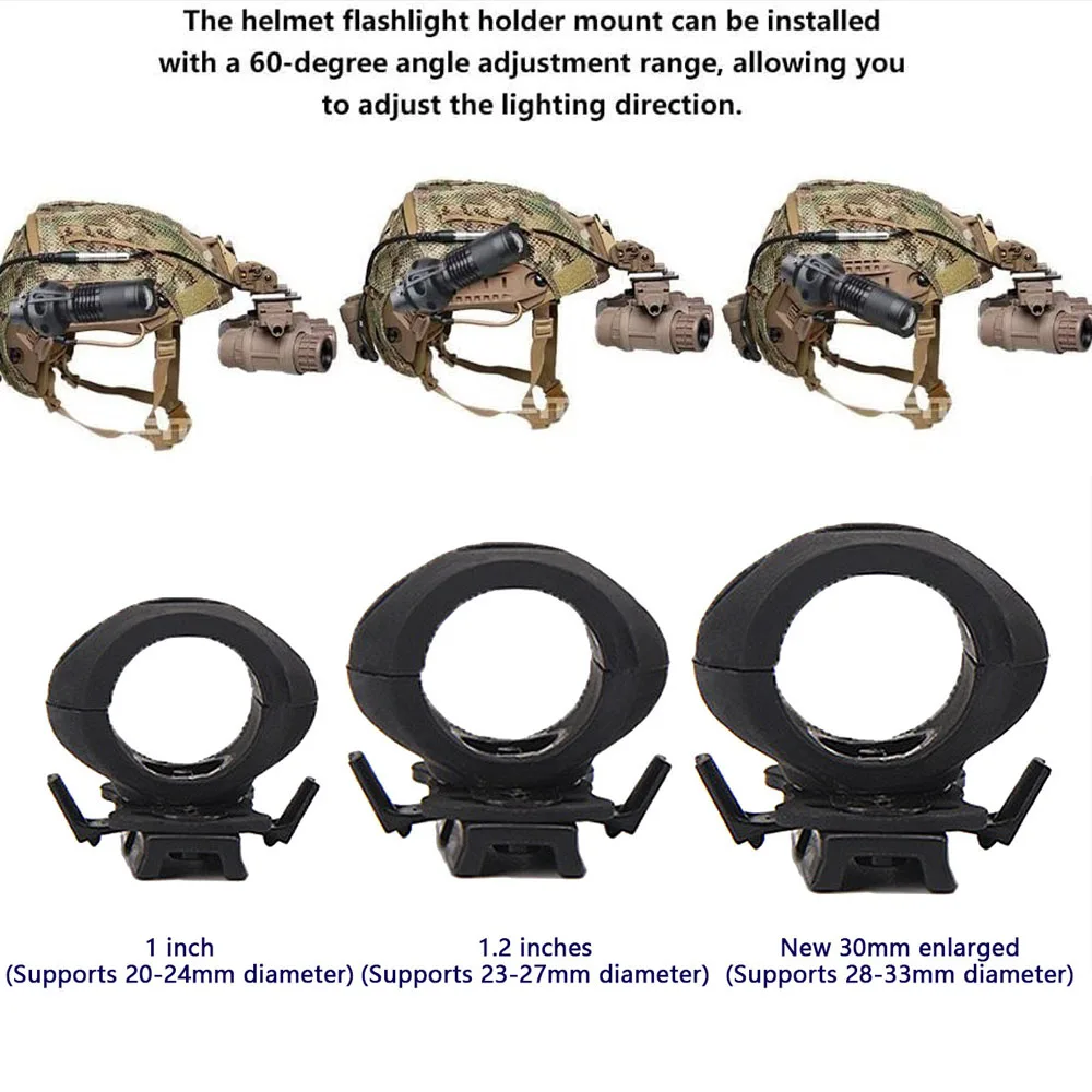 

Tactical Helmet Mount Flashlight Holder, Side Rail Adapter Clamp Bracket for ARC Rail Fast ACH MICH Bump Helmet