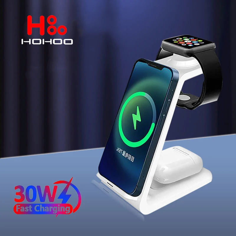 3 In 1 Wireless Charger Stand For iPhone 15 14 13 12 Watch Samsung Galaxy S24 S23 S22 Xiaomi Fast Wireless Charging Dock Station