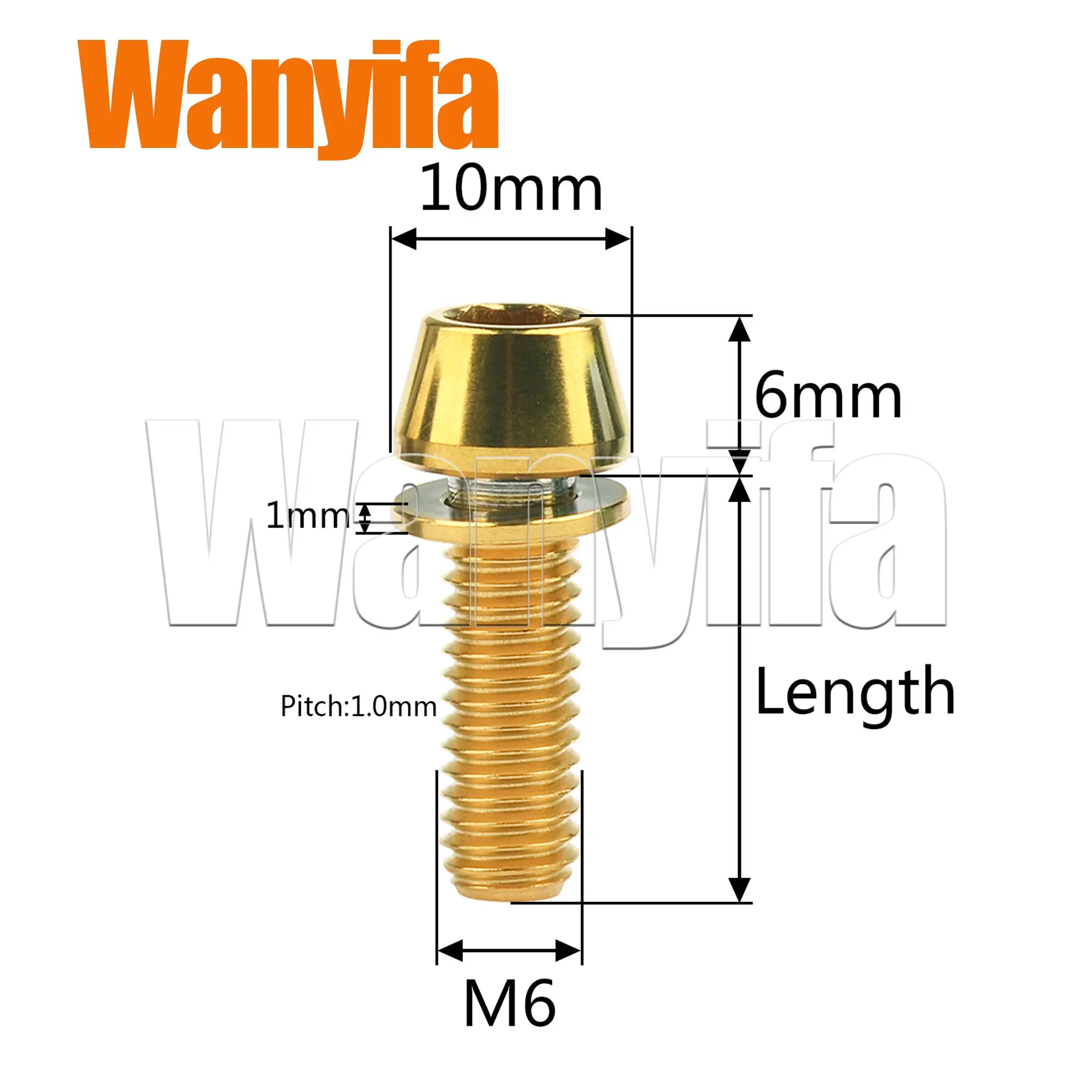 Wanyifa Titanium Bolt M6x16/18/20/25mm Allen Head with Washer Screw for MTB Road Bike  Stem bar Stem Riser 6Pcs