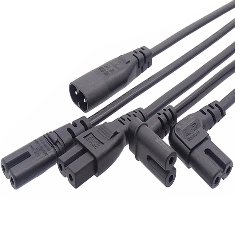 AliExpress USBO Black 2 Prong C7 to C8 Extension Cable Power Supply Cord Figure 8 Elbow AC Power Charge Cable For TV Electric Bike Laptop 0.5M