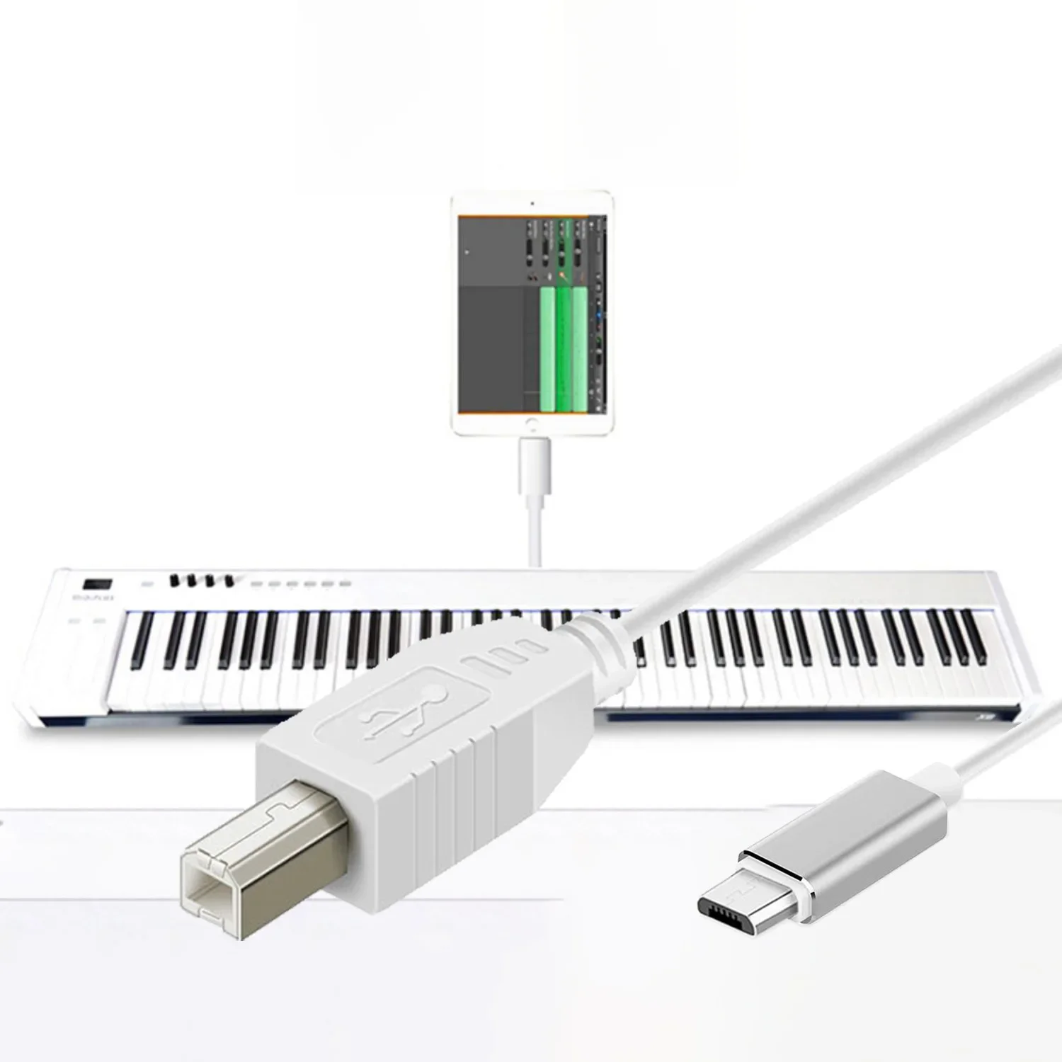 Adapter kabla USB B OTG do iPhone'a iPad dla Androida Samsung Xiaomi do kontrolera Midi Elektroniczny kabel do drukarki instrumentów muzycznych — zdjęcie 2