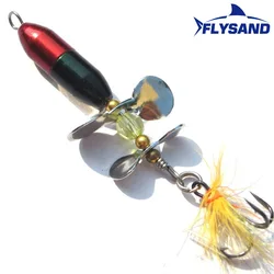 FLYSAND – leurre rotatif à paillettes pour la pêche, leurre pour attraper des poissons comme les bars, les truites, les perches, les brochets, avec plumes, Wobbler, matériel pour pêcher, 10g/7cm