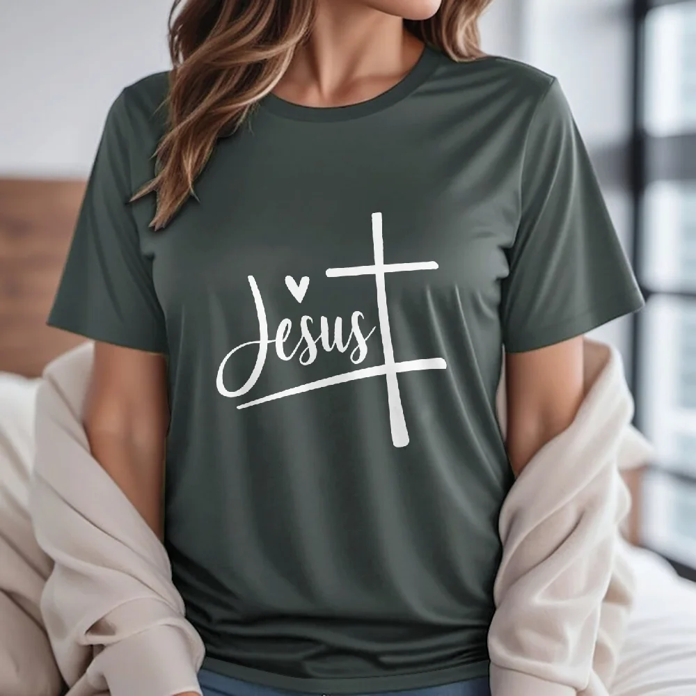 T-Shirt Homme Harajuku Shirt Wholesale Jesus Graphic Printed T Shirt Women'S Clothing Summer Short Sleeve White Black