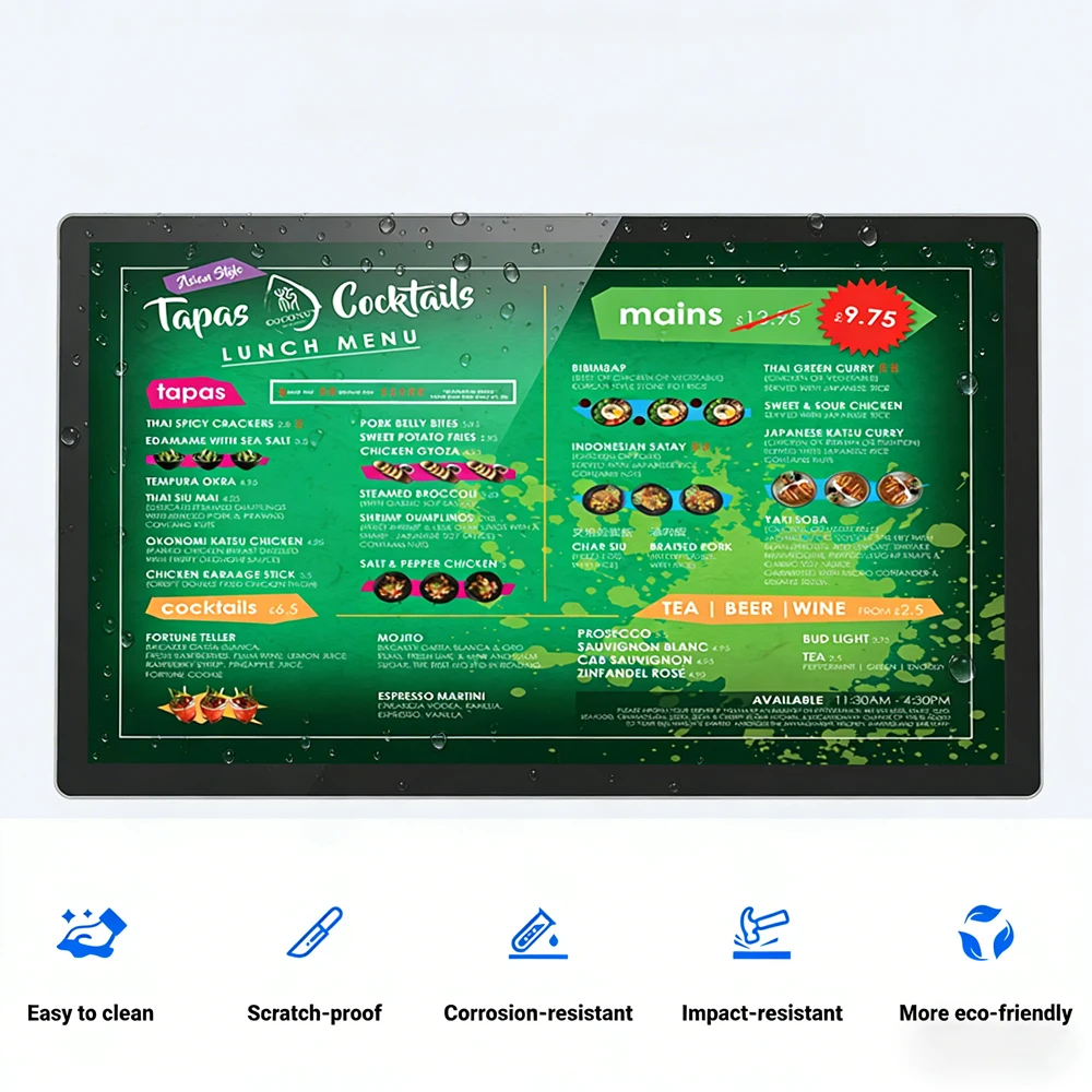 

15.6" Android 14 Kitchen Display System (KDS) - PoE, Oil & Water Proof, works in High Humidity, with HDMI, USB, Type-C