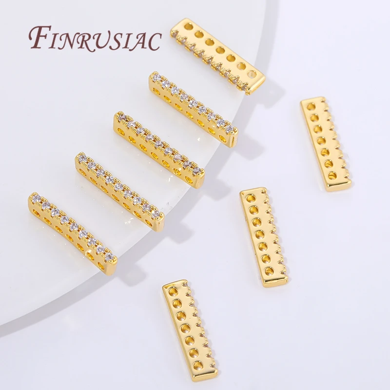 1/2/3Pcs 18K Gold Plated Brass with Zircon Separators Bar,Flat Spacer Bar,Supplies For Jewelry,DIY Bracelet&Necklace Accessories image 6