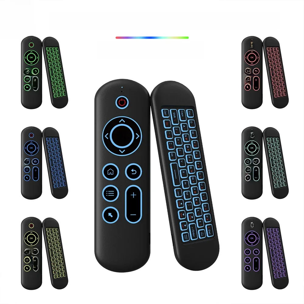 Nowy pilot M5 2.4G&BT5.2 z 7-kolorowym podświetleniem i bezprzewodową klawiaturą Air Mouse Android TV Box dla systemu Android Windows Mac Os Linux — zdjęcie 2
