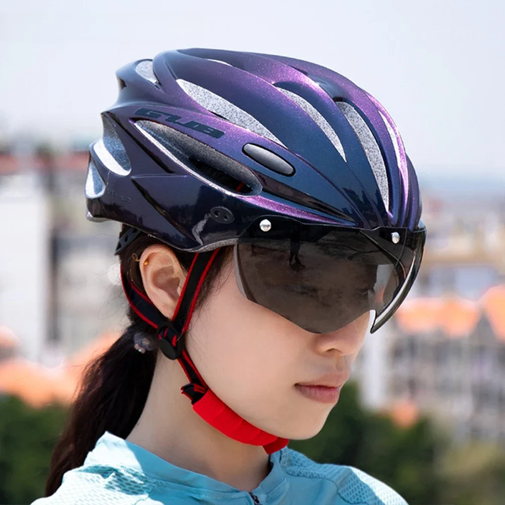 Casque de vélo GUB avec lunettes magnétiques coupe-vent casque de vélo lunettes à bord intégré casque d'équitation en plein air détachable