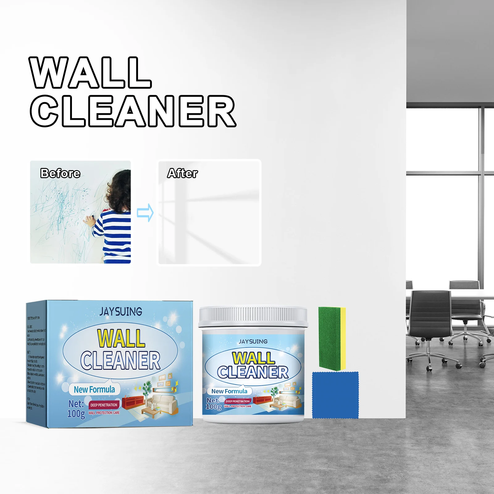 Wall Care Repair Paint, remoção de mancha, parede protetora Cleaner, Traceless White Renovation Paste, Novo