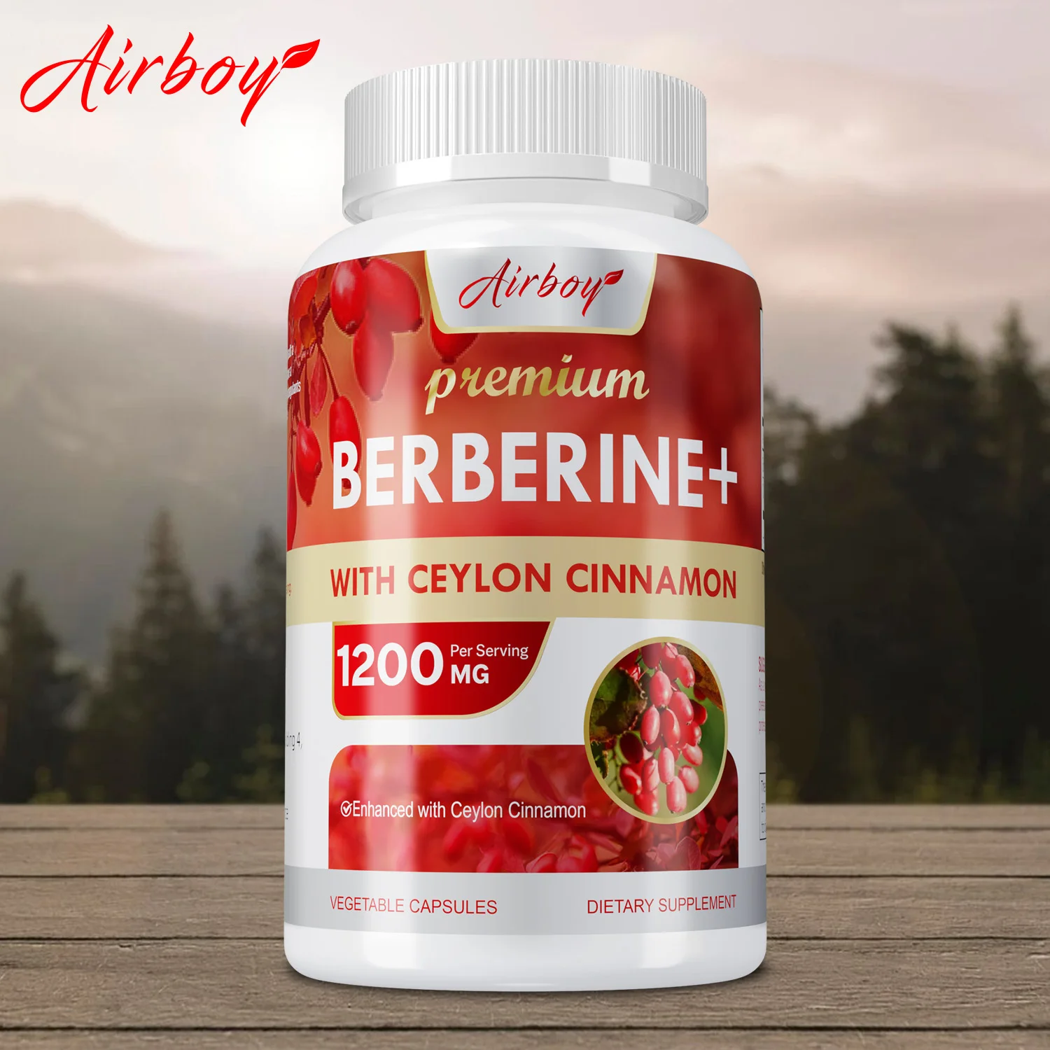 Berberine + Ceylon Cinnamon - Aids Cardiovascular Function Gastrointestinal Function Antioxidant - 120 Capsules