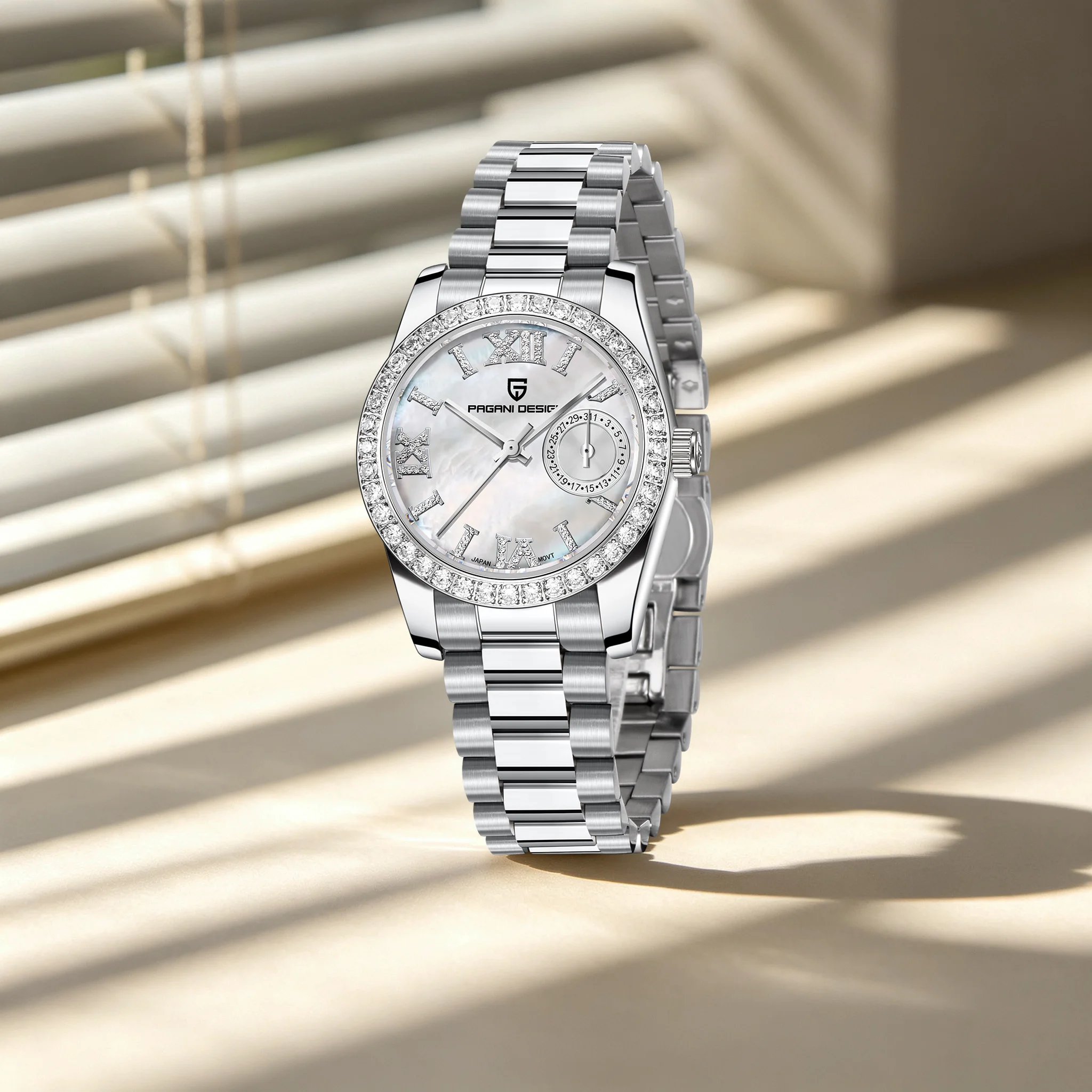PAGANI DESIGN Minimal Noble Women Quartz Watches Mop Dial Sapphire Glass Stainless Steel Watches Elegant Commuter Gift For Women