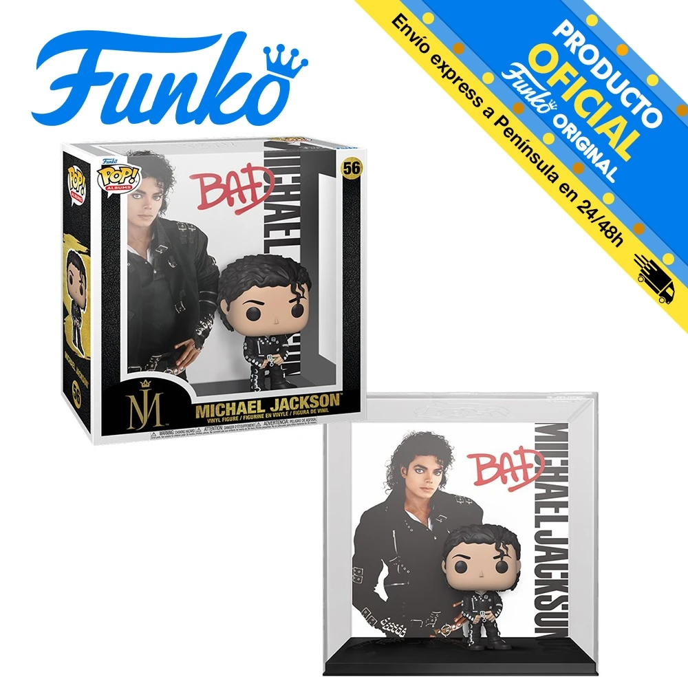 Funko Pop! Albums: Michael Jackson - Bad, 70599, No. 56, original, toys for boys, girls, gifts, collector, figures, dolls, shop, box, new, woman, official license