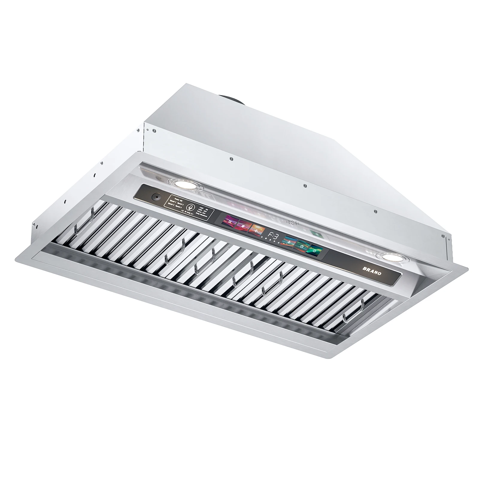 BRANO Insert Range Hood, 900 CFM Built-in Kitchen Vent Hood with Voice, Gesture & Touch Control, 4-Speed Exhaust Fan, Memory Function, Adjustable LED Lights, Ducted/Ductless Convertible(30 Inch)