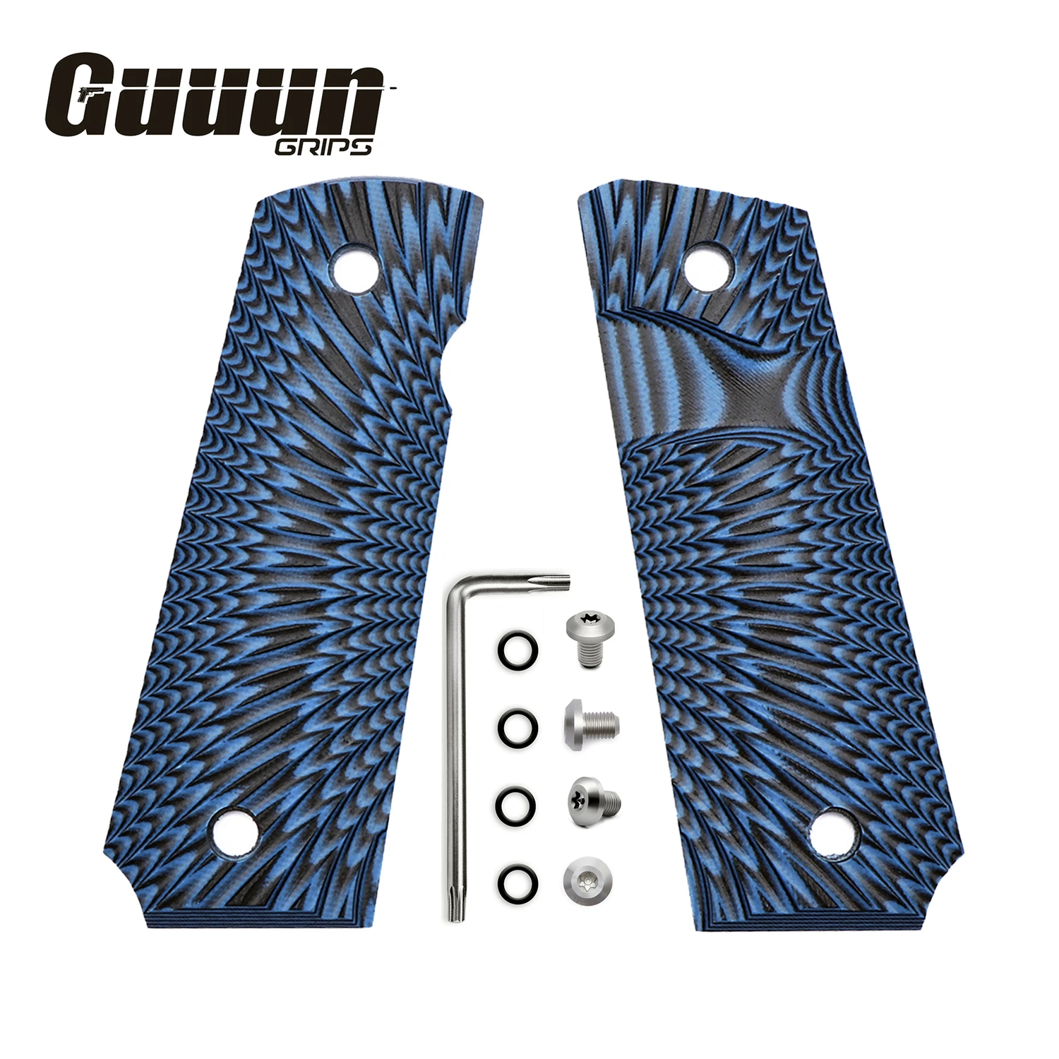 Guuun G10 Grips for 1911 Slim Grips G10 Ambi Safety Cut Big Scoop Sunburst Texture