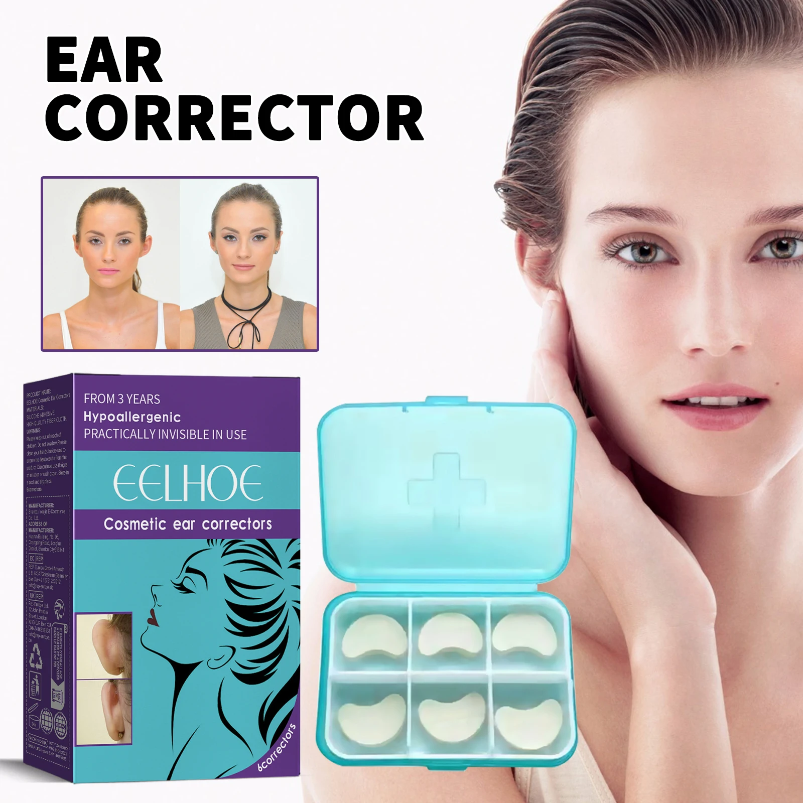 

6pcs Eelhoe Ear Support Patches Profile Reshape Correct Prominent Ears Sweat Proof Secure Hold Comfortable Daily Use Ear Patches