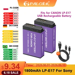 PALO LPE17 LP E17 LP-E17 Battery with USB-C Input for Canon EOS RP 200 250D M3 M5 M6 750D 760D R10, R8, R50, Rebel T8i 200D