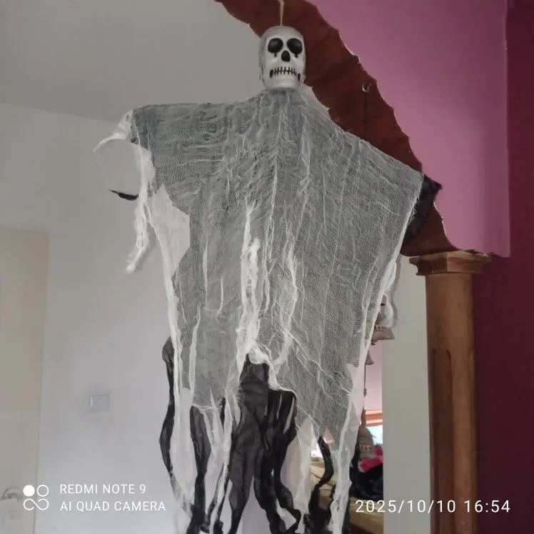 1pcs Halloween Glowing Skull Skeleton Gauze Hanging Ghost Home Outdoor Garden Decoration Halloween Party Horror Ghost Props 2025 photo review