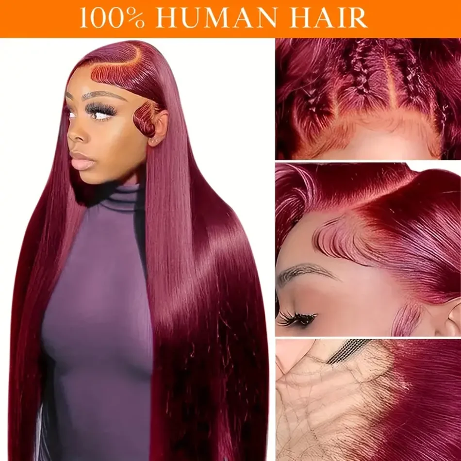 

Burgundy 13x6 HD Lace Frontal Human Hair Wig for Women Choice Cosplay Straight 13x4 Lace Front Wig Cheap Wigs on Clearance