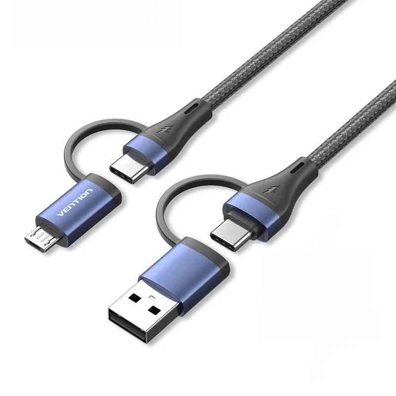 Vention 4 en 1 USB C 100W PD Type C vers USB C câble de charge rapide Usb A vers Micro USB pour POCO Xiaomi Samsung câble de téléphone portable